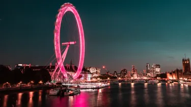 London Eye lit up at night