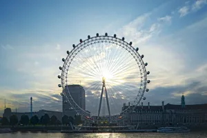 London Eye on Southbank with blue skies