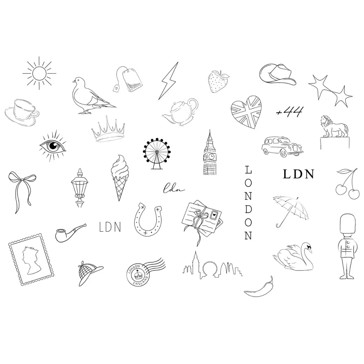 London Eye Tattoo Design Splash Sheet