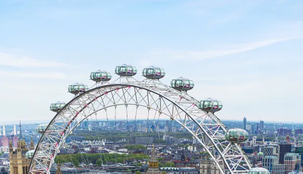 London Eye from Southbank with trees surrounding