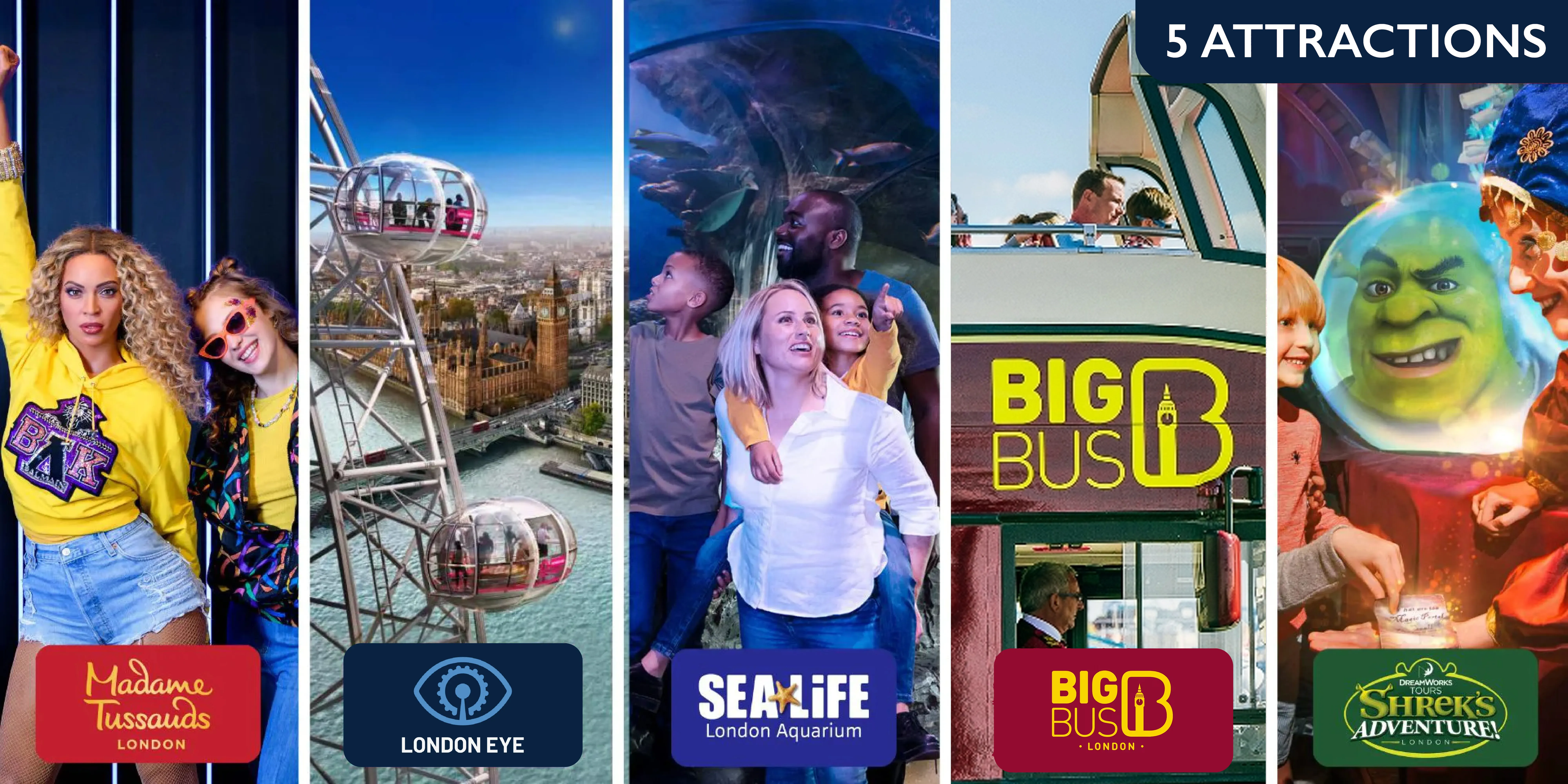 London Eye Madame Tussauds & SEA LIFE Aquarium & Shreks Adventure & Big Bus