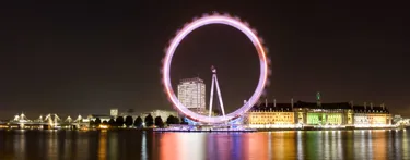 Pink Illuminated London Eye At Night