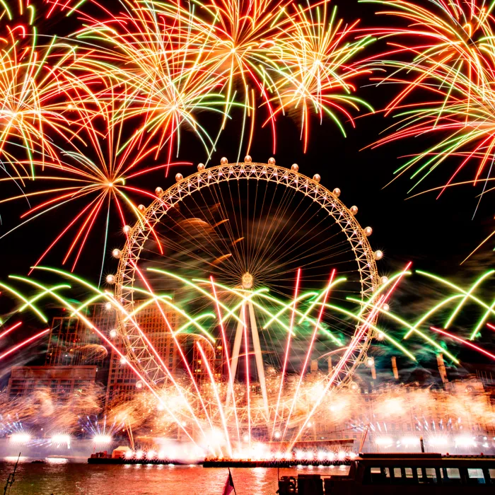 Fireworks at the London Eye on New Years Eve