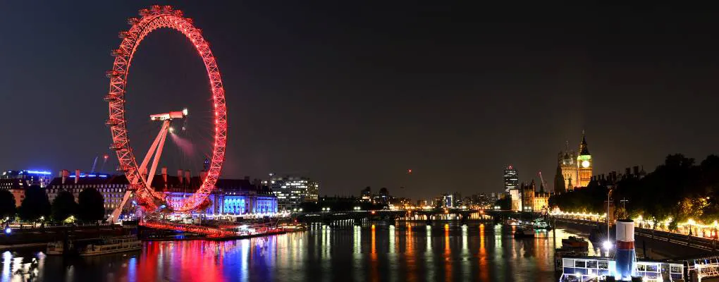 London Eye lit up red