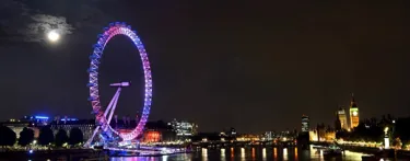 London Eye lit up red white and blue