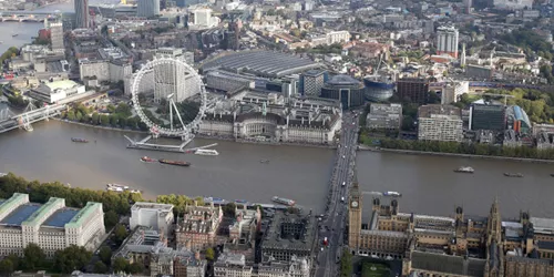 London Eye On River Thames From Above