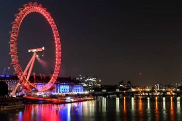 London Eye lit up red