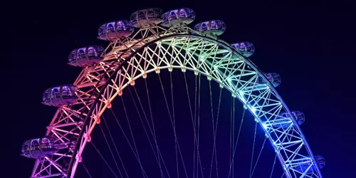 London Eye lit up rainbow