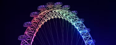 London Eye lit up rainbow