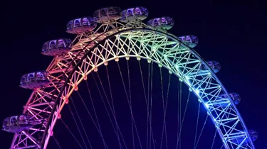 London Eye lit up rainbow