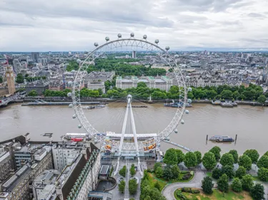 The London Eye with a view of the London skyline in the background